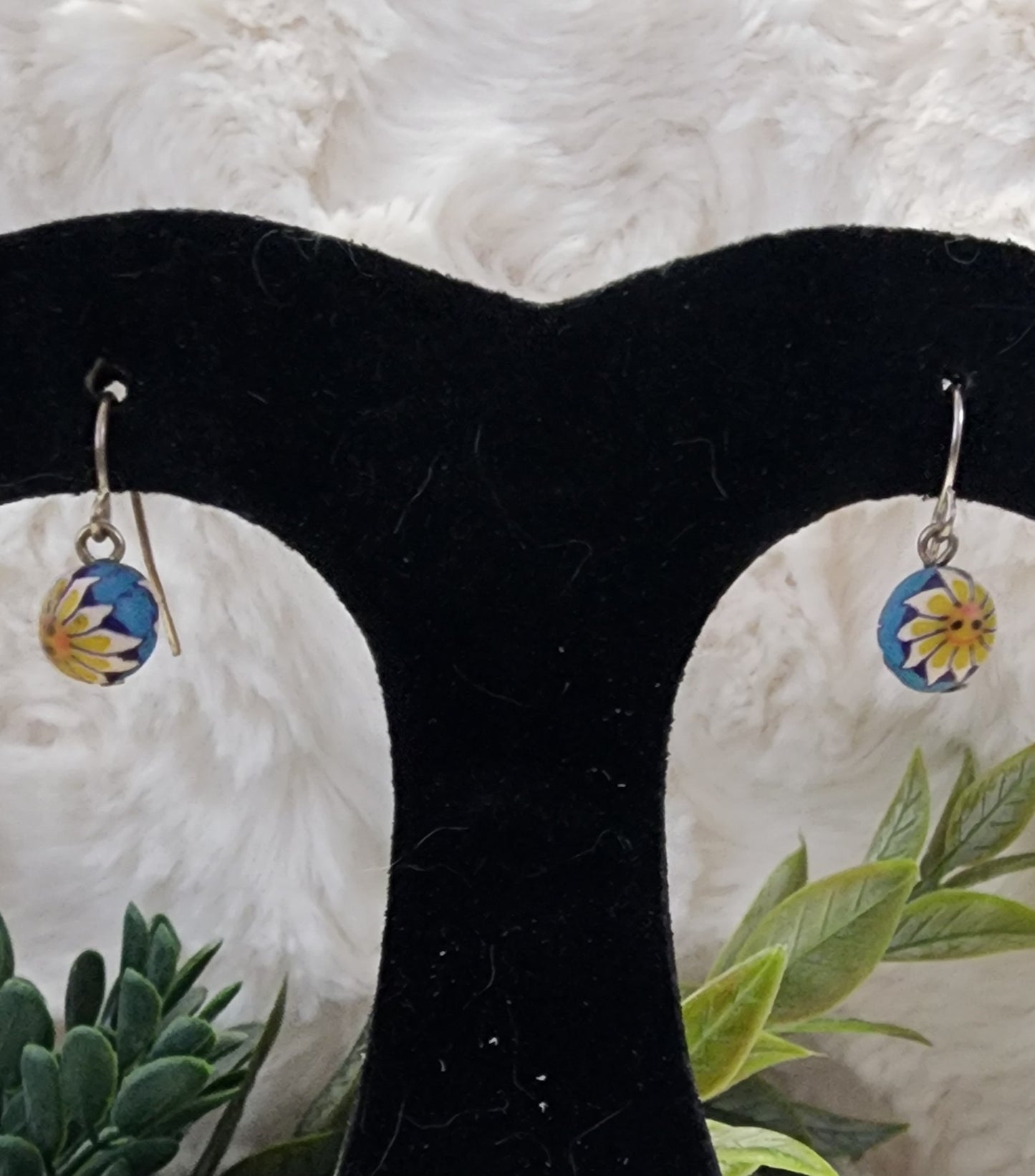Sunflower Earrings with Blue Earrings