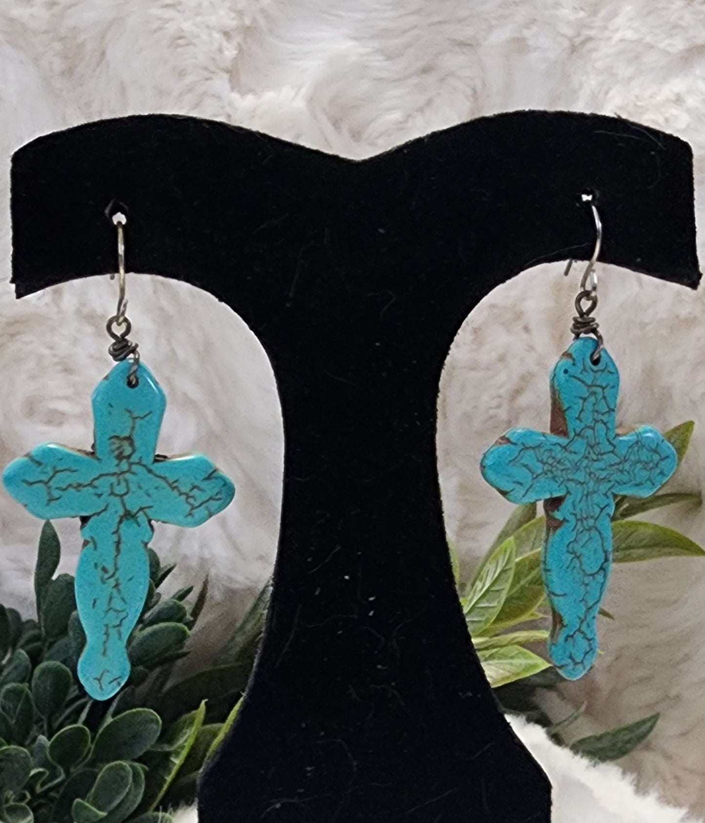Turquoise Cross Earrings