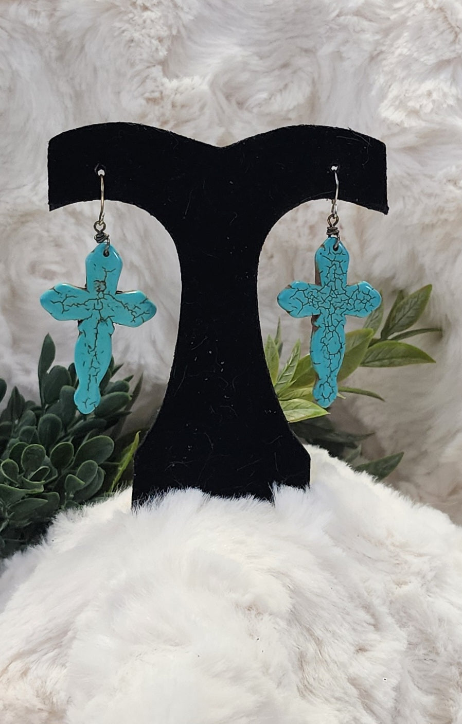 Turquoise Cross Earrings