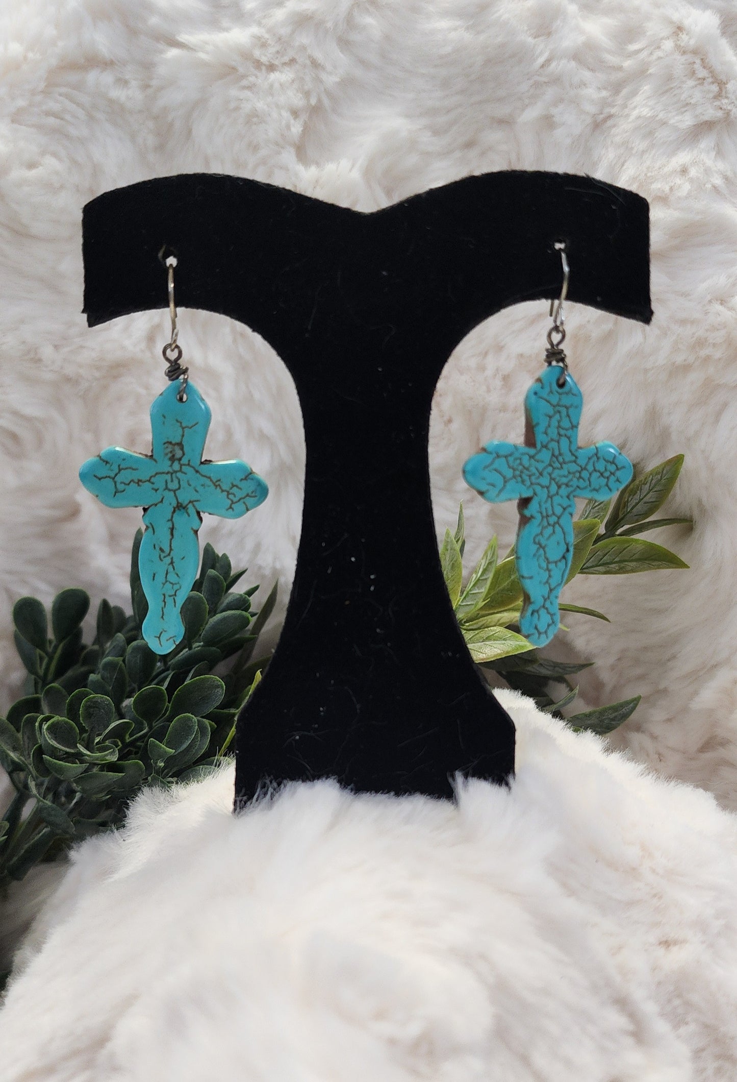 Turquoise Cross Earrings