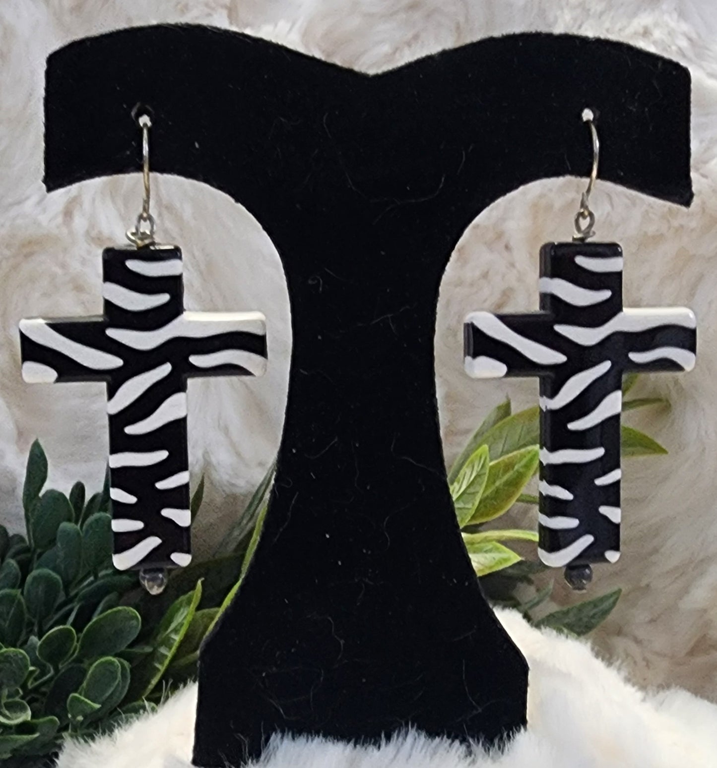 Zebra Cross Earrings