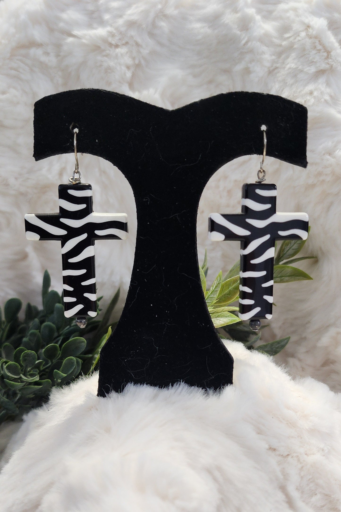 Zebra Cross Earrings