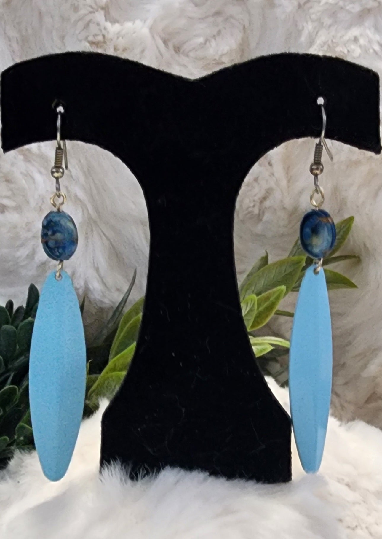 Beautiful Long Multi-Blue Tones Earrings