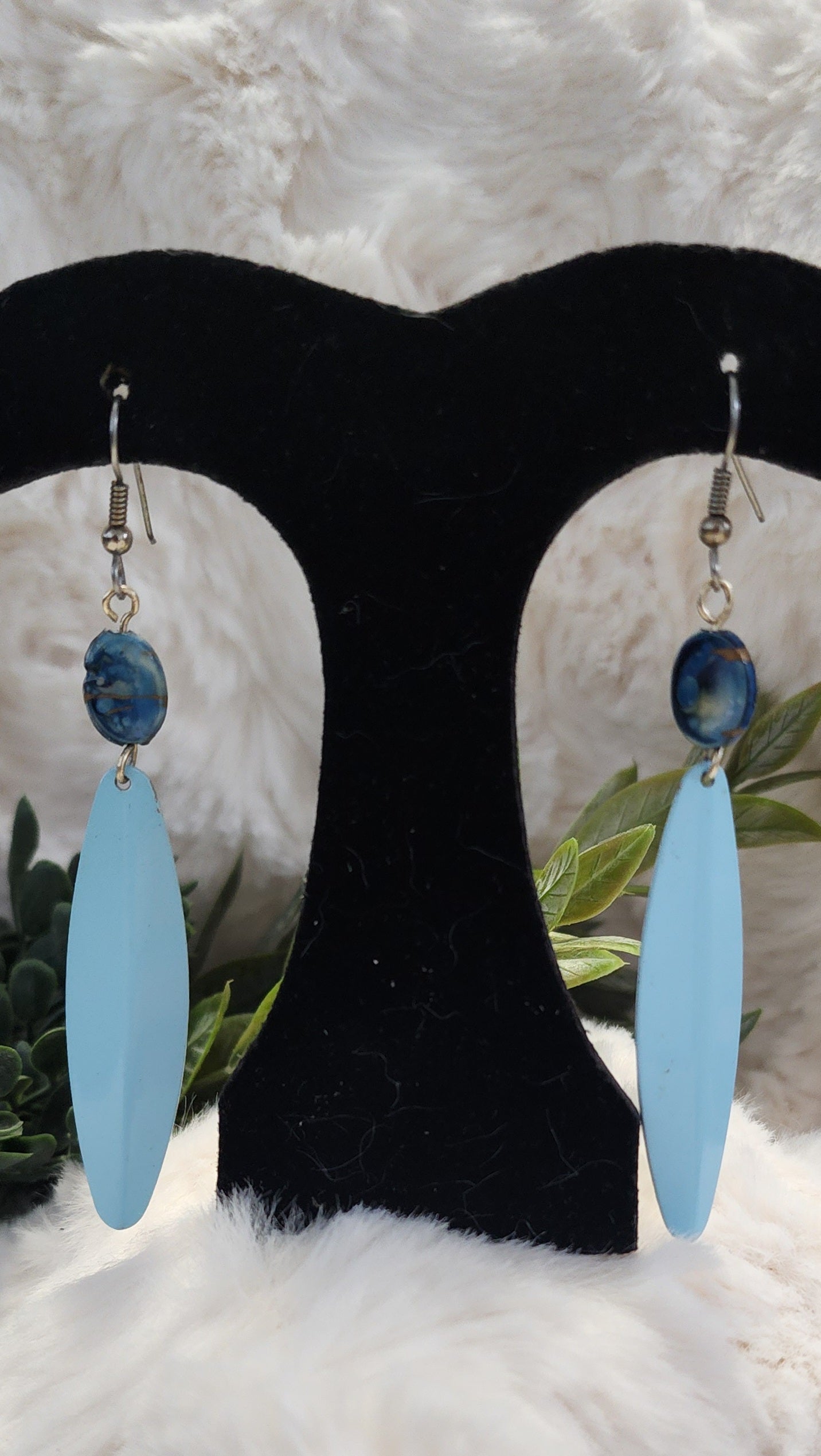 Beautiful Long Multi-Blue Tones Earrings