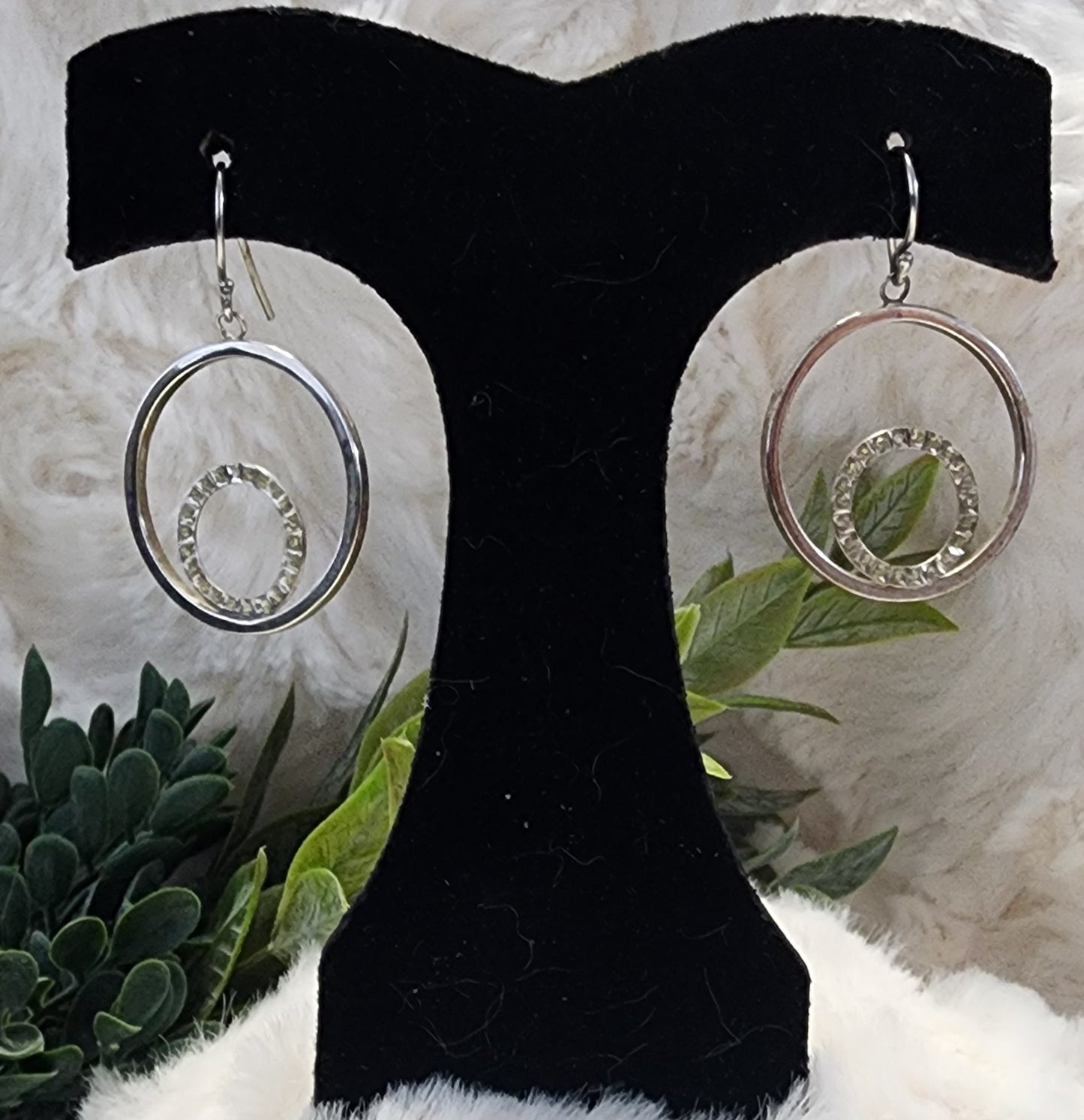 Silver Colored Round and Rhinestone Earrings