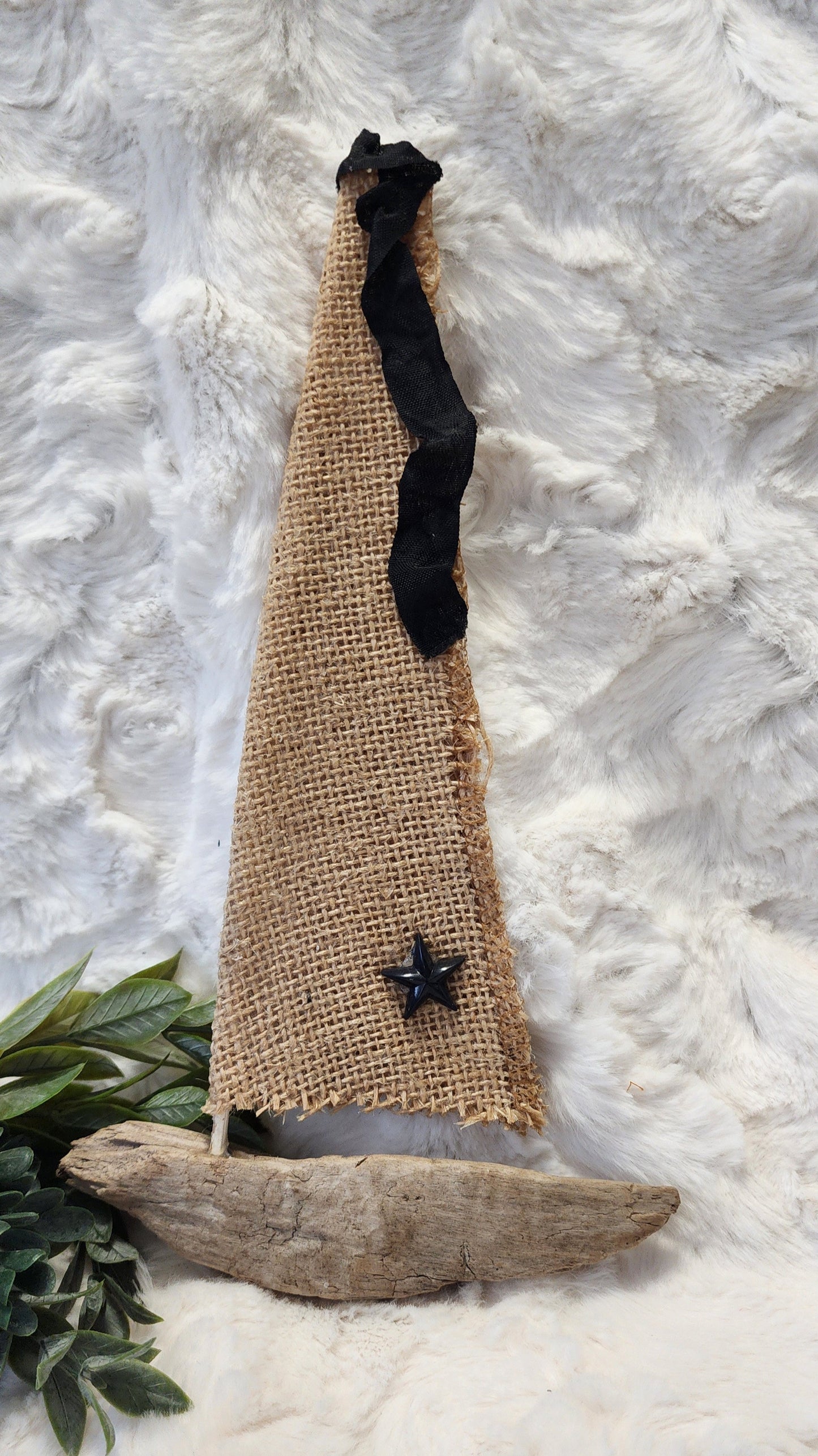 Driftwood and Burlap Sailboat with Starfish