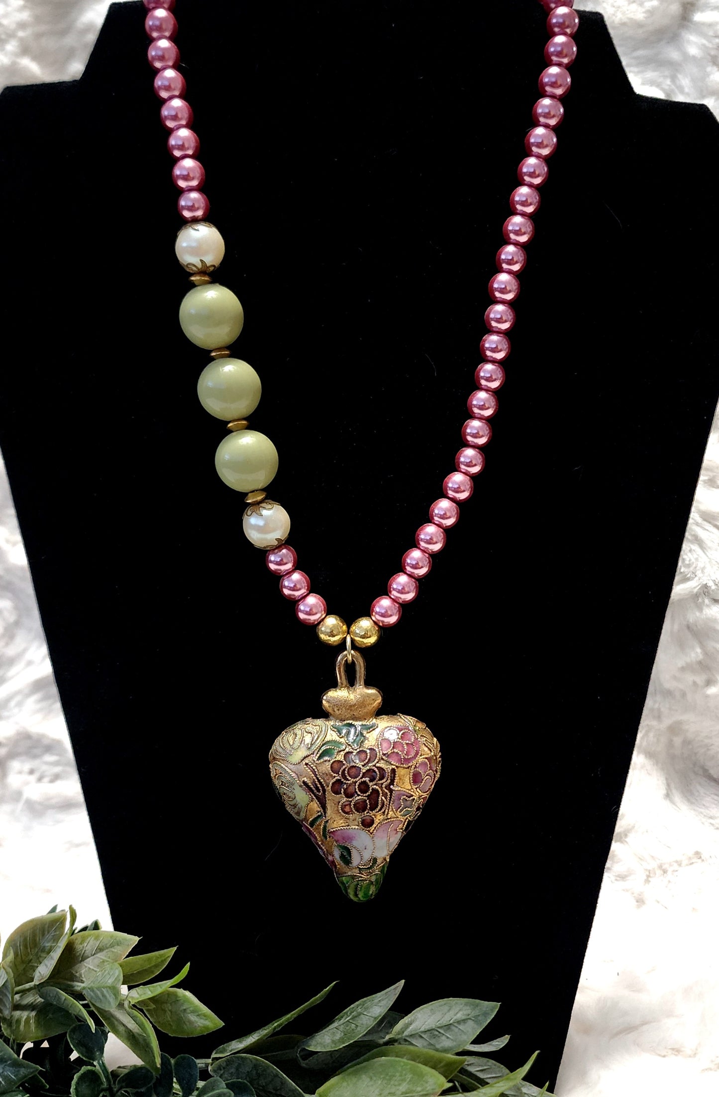 Vintage & Handmade Mixed Heart Pendant Necklace