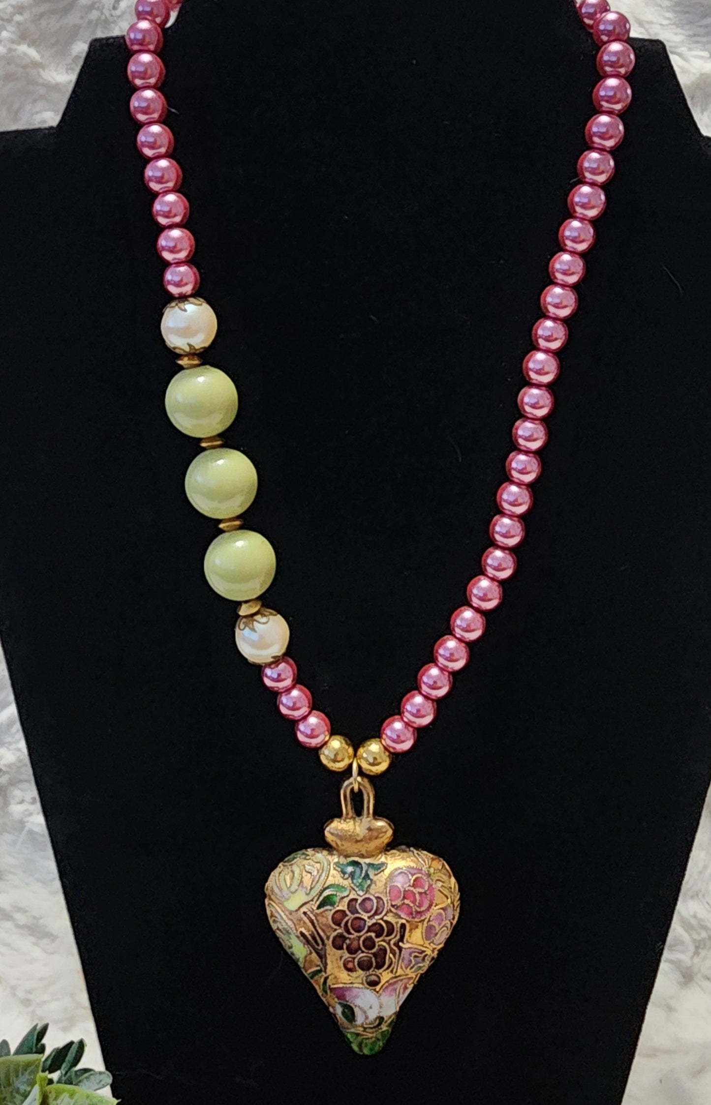 Vintage & Handmade Mixed Heart Pendant Necklace