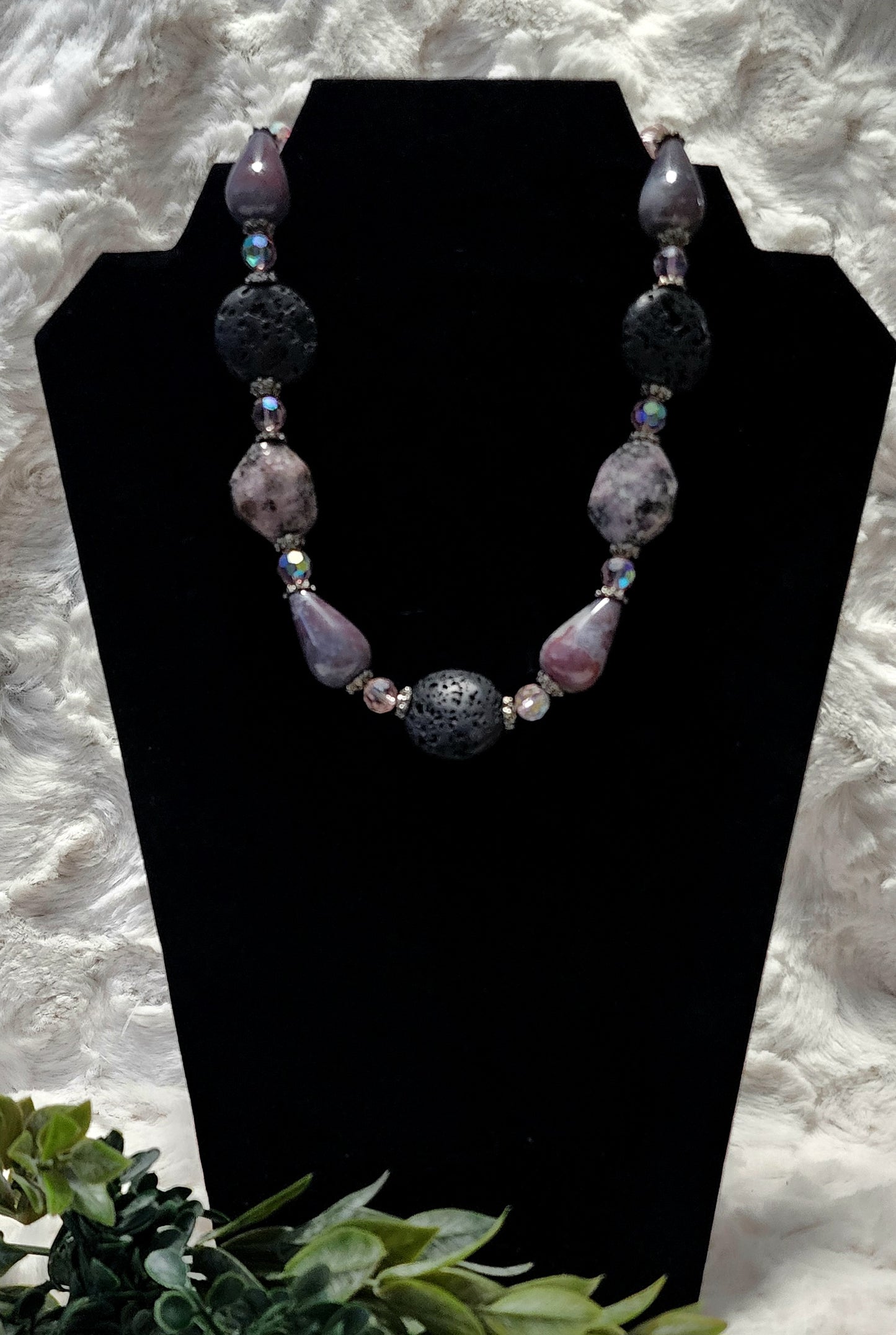 Vintage Handmade Mixed Purple and Black Necklace
