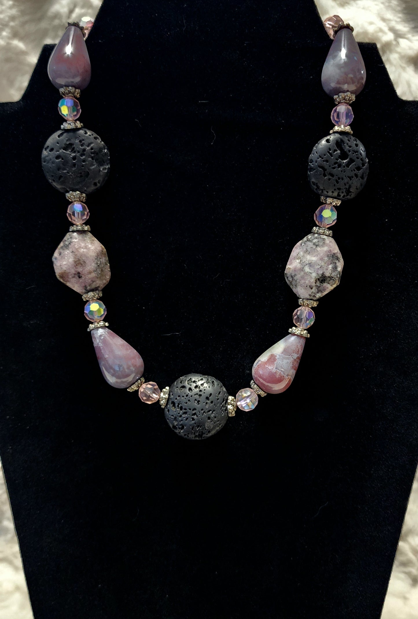 Vintage Handmade Mixed Purple and Black Necklace