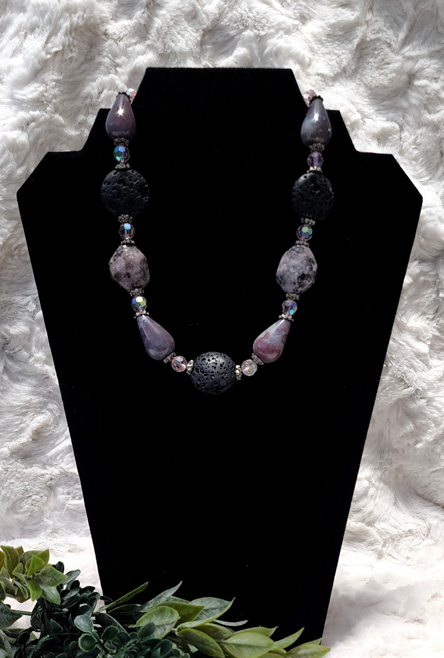 Vintage Handmade Mixed Purple and Black Necklace