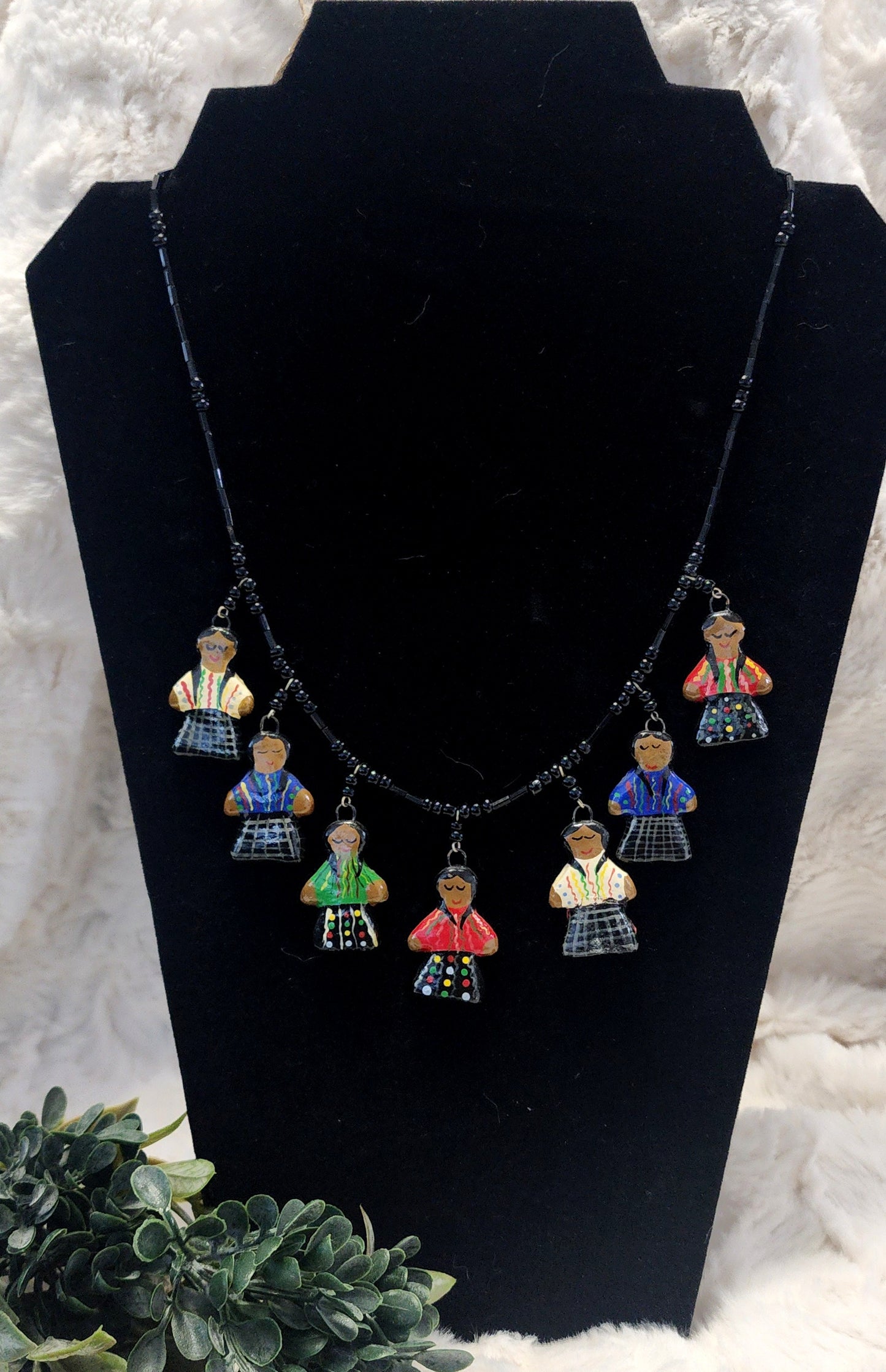 Vintage South American Black Beaded Necklace