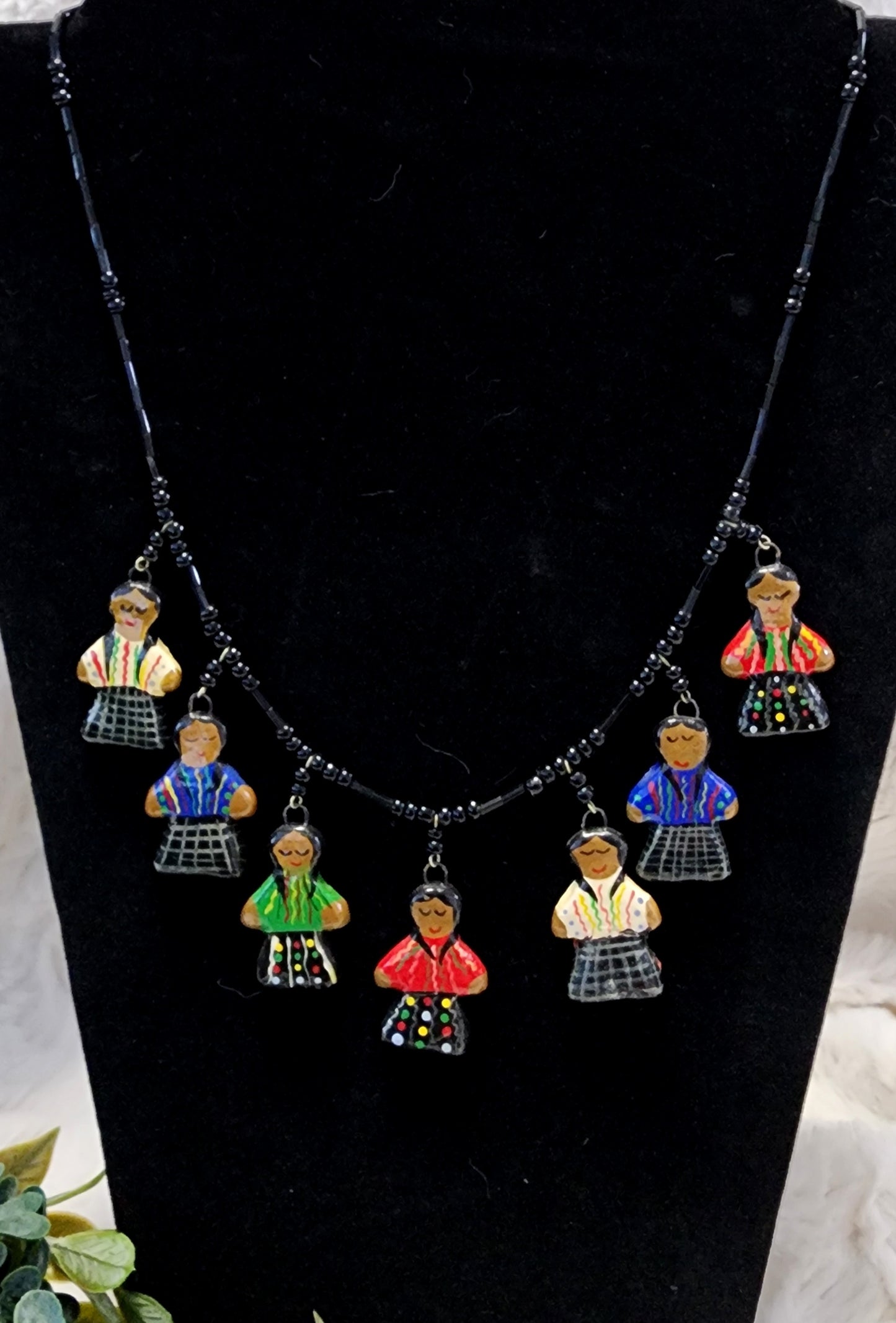 Vintage South American Black Beaded Necklace