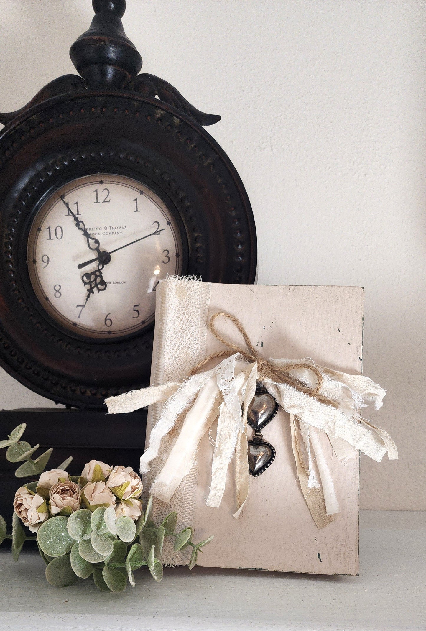 Hand-crafted Book Decor with Sterling Silver Heart Accents