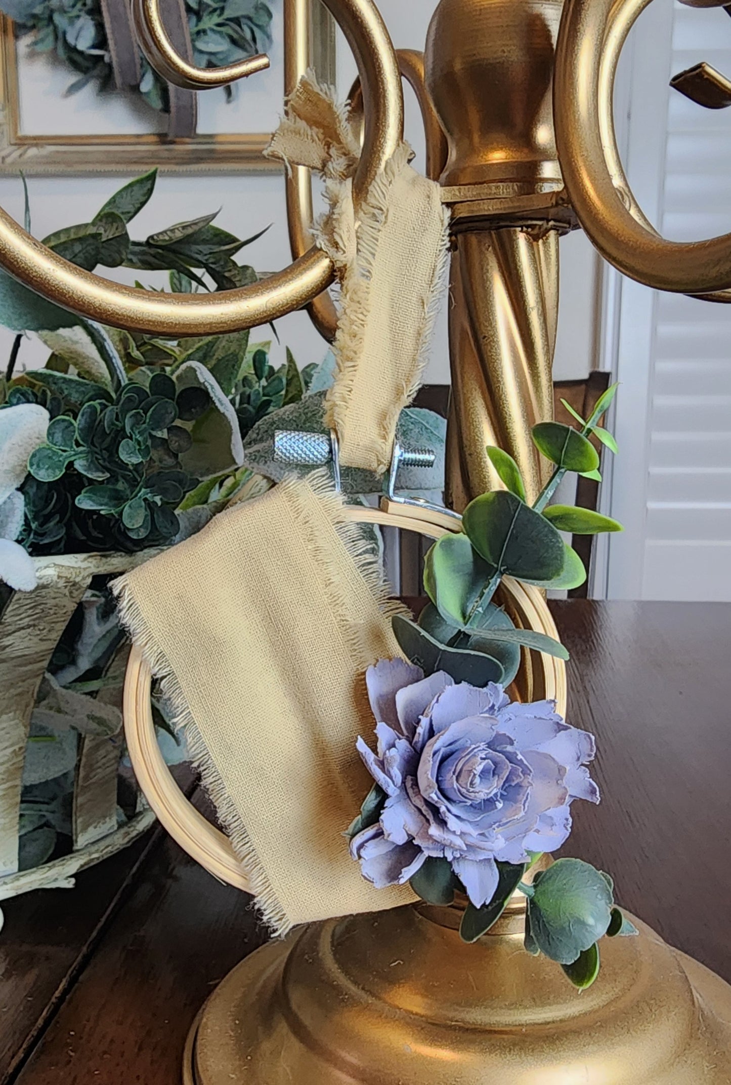 Purple Foral with Eucalyptus Accents Decor