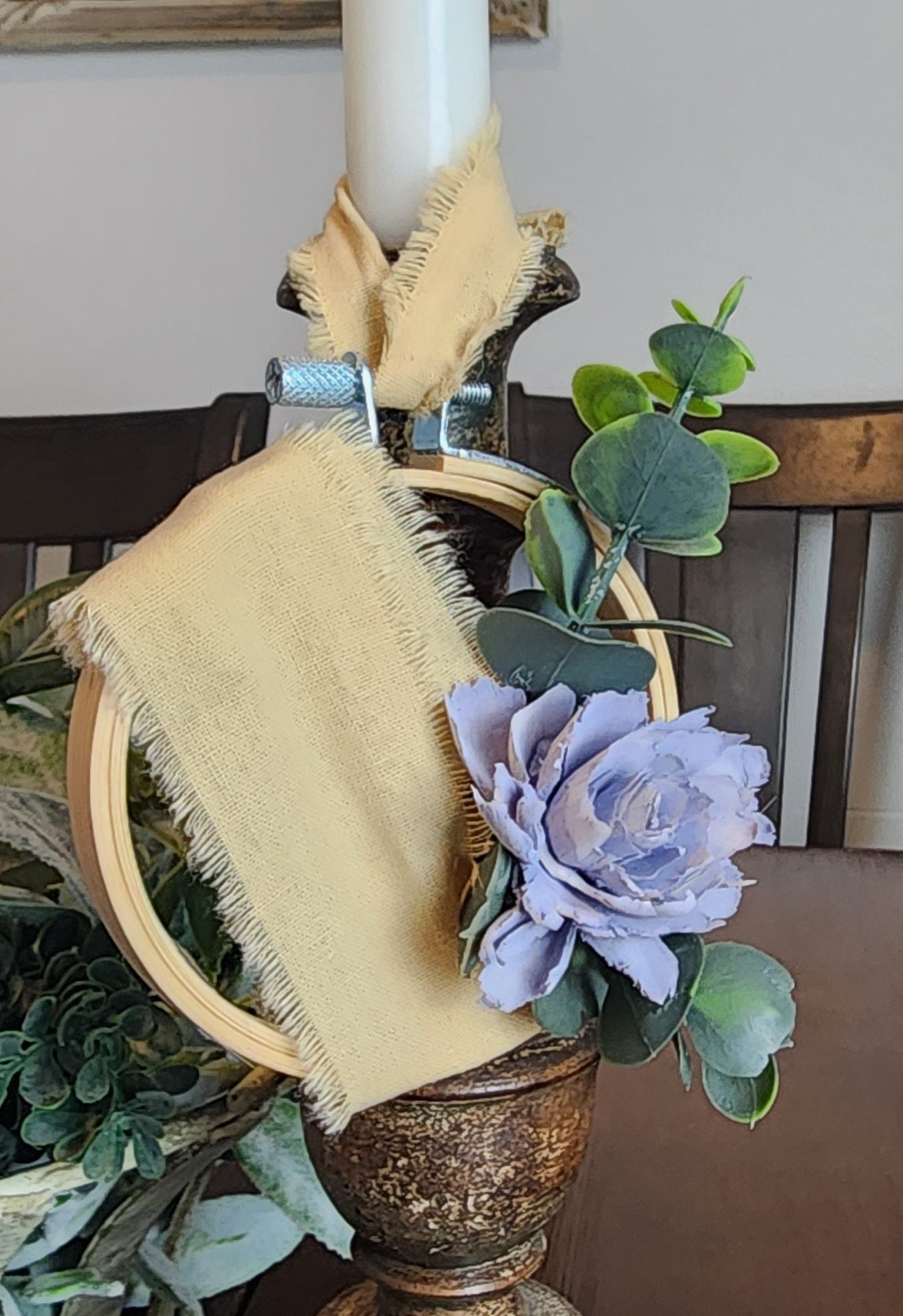 Purple Foral with Eucalyptus Accents Decor