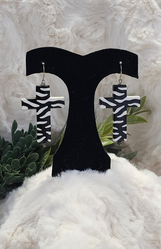 Zebra Cross Earrings