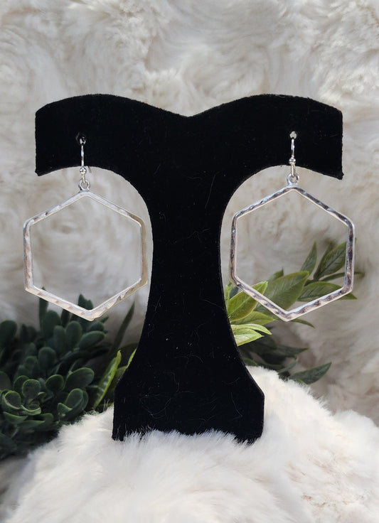 Rose Gold Colored Hexagon Earrings
