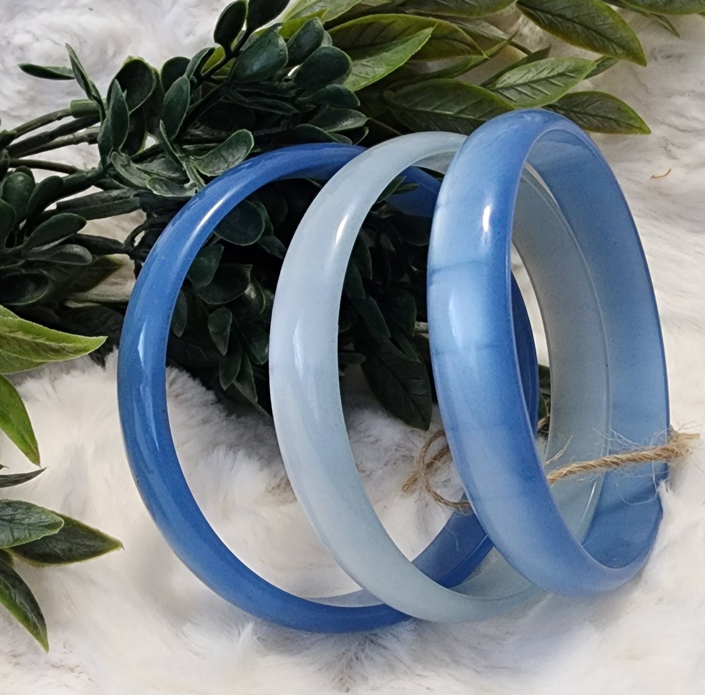 Set of 3 Vintage Blue Moon Glow Lucite Bangel Bracelets