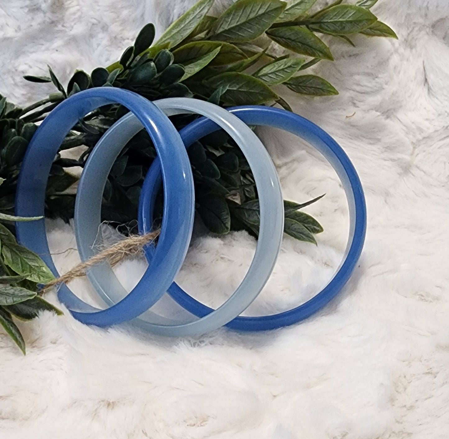 Set of 3 Vintage Blue Moon Glow Lucite Bangel Bracelets