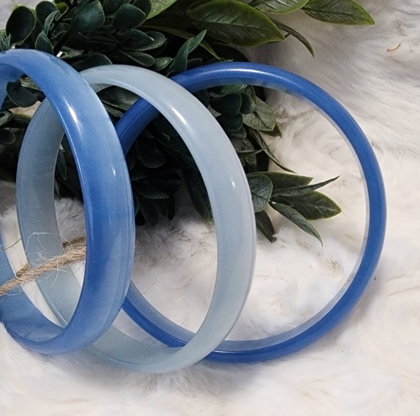 Set of 3 Vintage Blue Moon Glow Lucite Bangel Bracelets