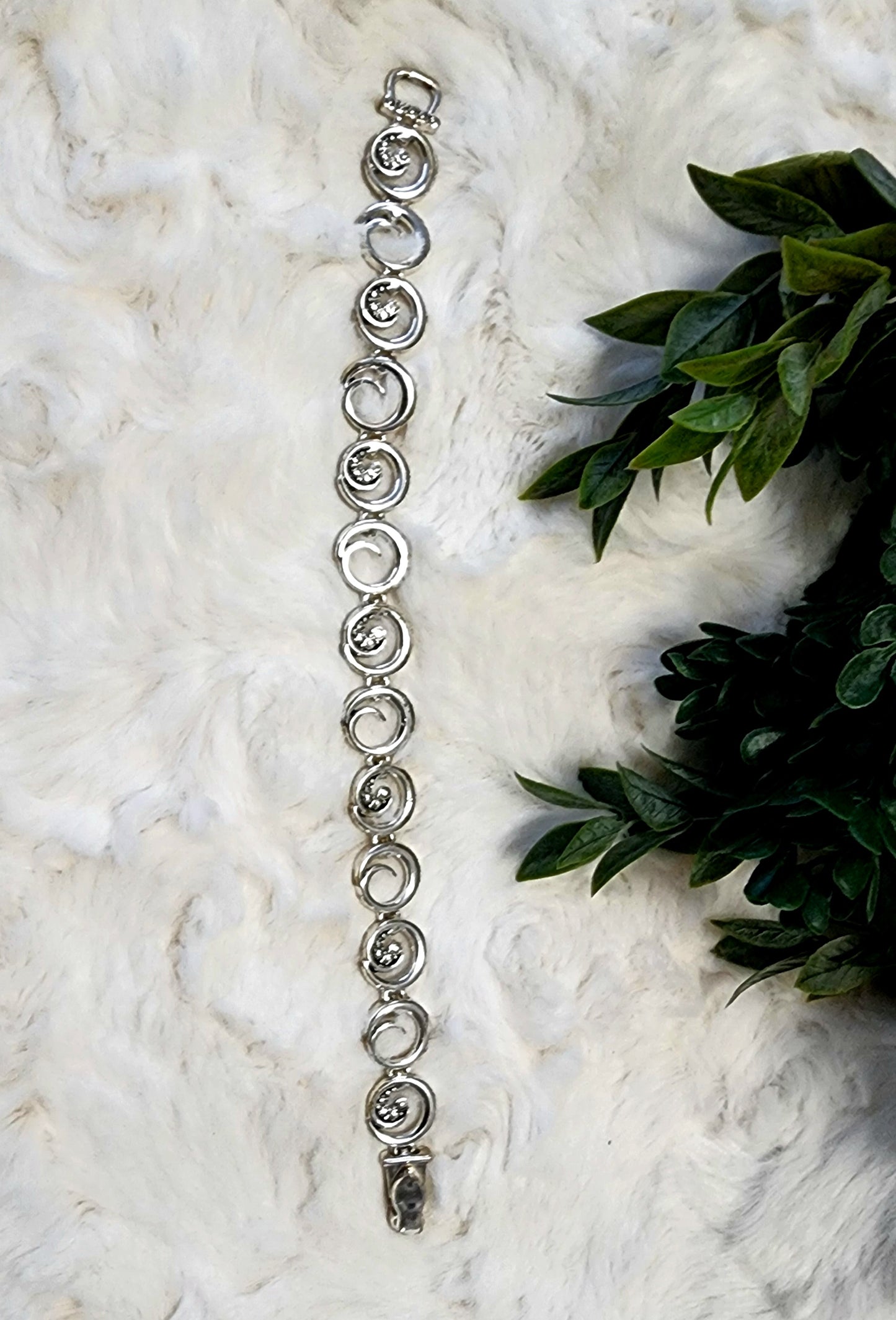 Vintage Silver-Toned Swirl Bracelet