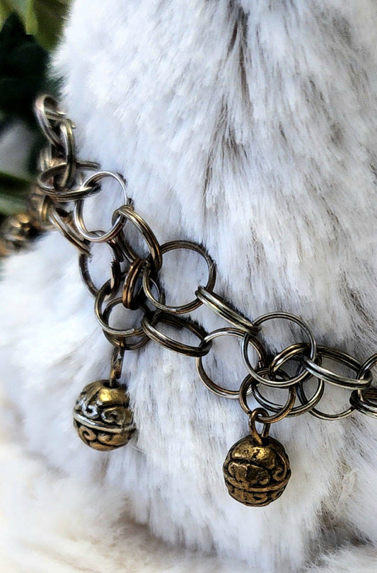 Vintage Brass and Silver Colored Charm Bracelet